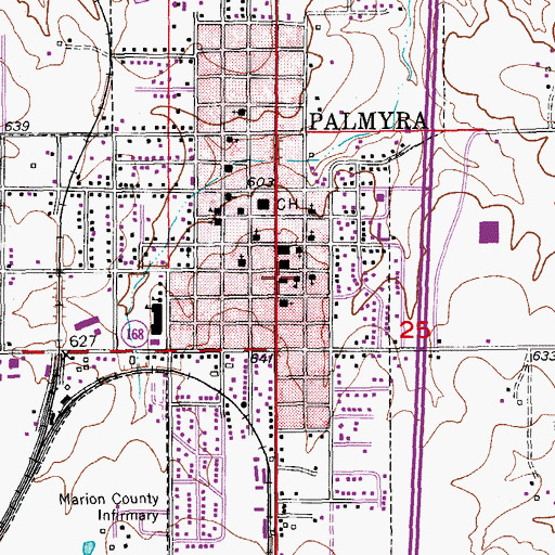 Topographic Map of Palmyra Rural Volunteer Fire Department, MO