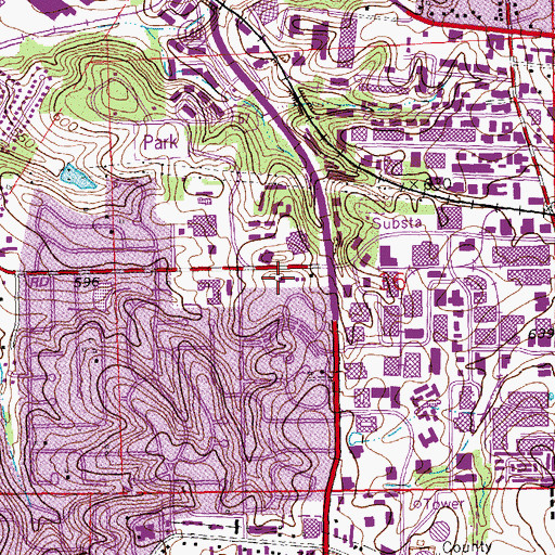 Topographic Map of Creve Coeur Fire Protection District Station 2, MO