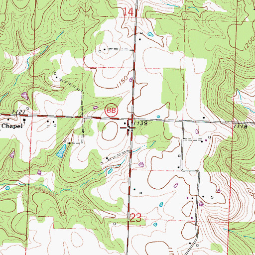 Topographic Map of Walnut Grove Fire Protection District Station 3, MO