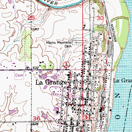 Topographic Map of La Grange Fire Department, MO
