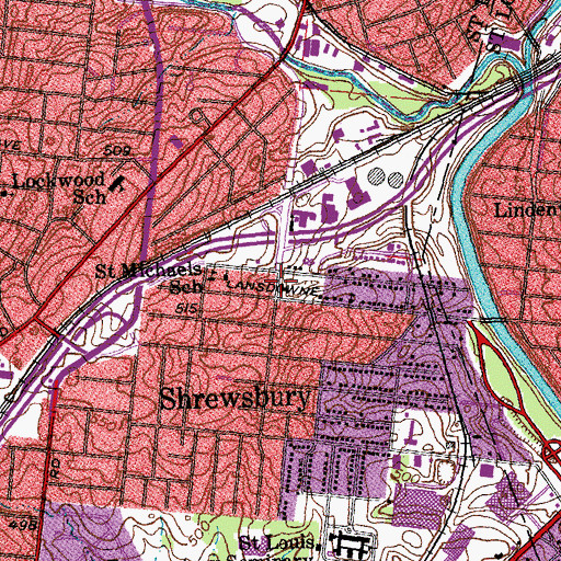 Topographic Map of Shrewsbury Fire Department, MO