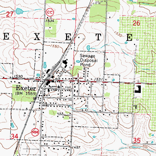 Topographic Map of Exeter Fire Protection District, MO
