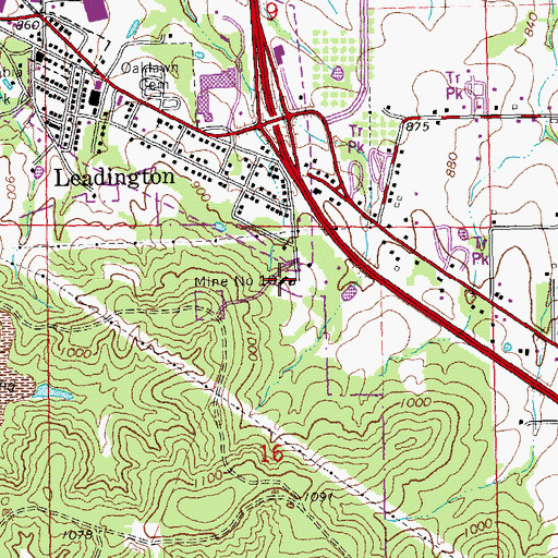 Topographic Map of Leadington Fire Department, MO