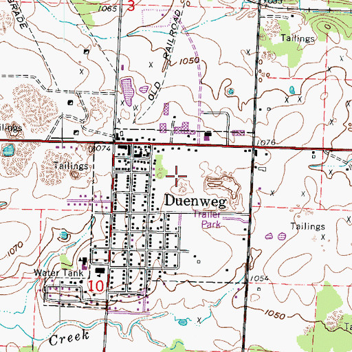 Topographic Map of Duenweg Volunteer Fire Department, MO