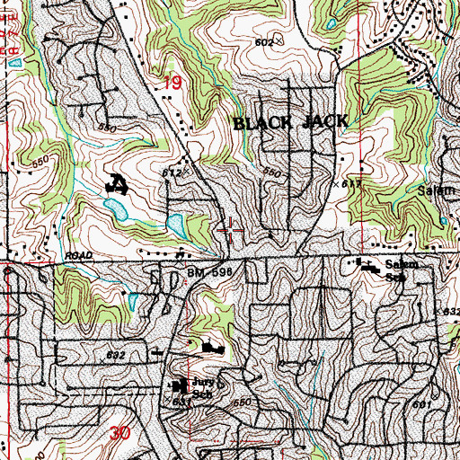 Topographic Map of Black Jack Fire Protection District Station 1, MO