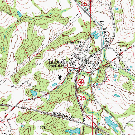 Topographic Map of Boles Fire Protection District Station 2, MO