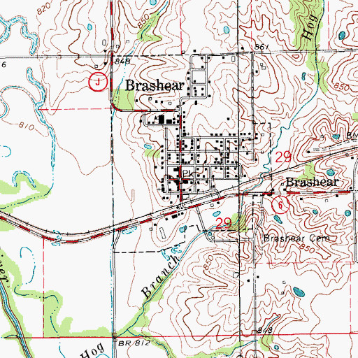 Topographic Map of Brashear Fire Department, MO