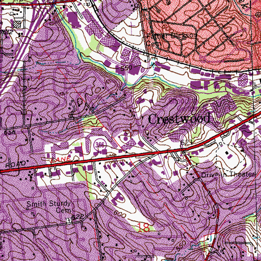 Topographic Map of Crestwood Fire Department, MO