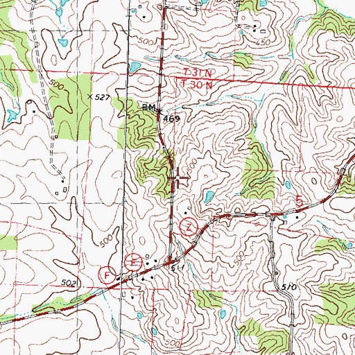 Topographic Map of Gordonville Area Volunteer Fire Department Station 2, MO