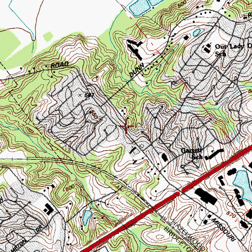 Topographic Map of Robertson Fire Protection District Station 1, MO