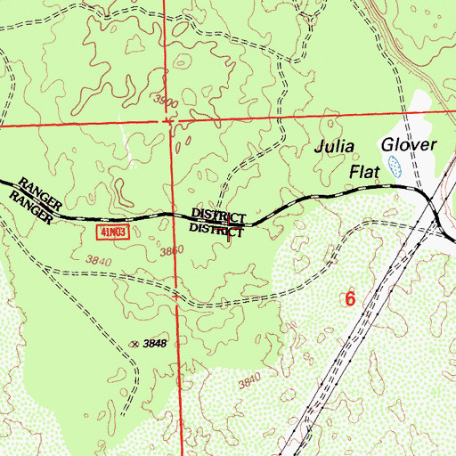 Topographic Map of Julia Glover Flat, CA