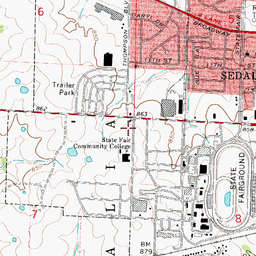 Topographic Map of Pettis County Fire Protection District Station 1, MO