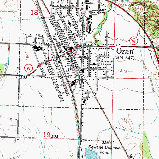 Topographic Map of Oran Fire Protection District, MO