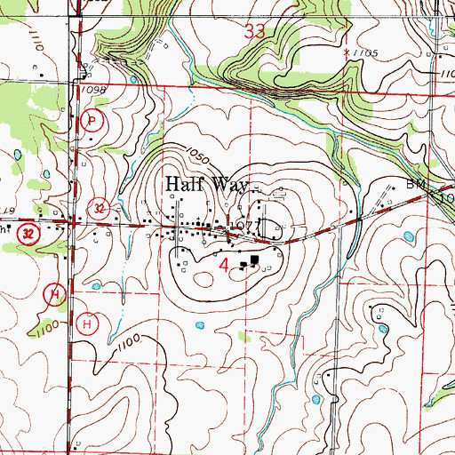 Topographic Map of Halfway Volunteer Fire Department Station 1, MO
