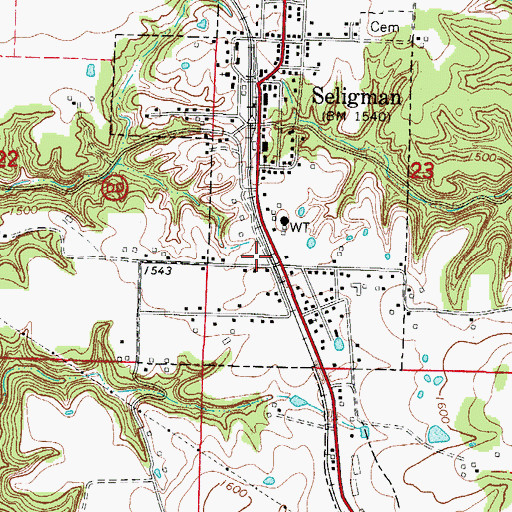 Topographic Map of Seligman Fire Protection District, MO
