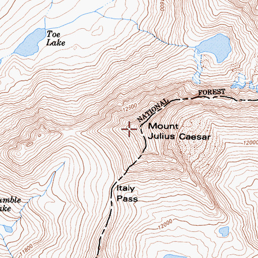 Topographic Map of Mount Julius Caesar, CA