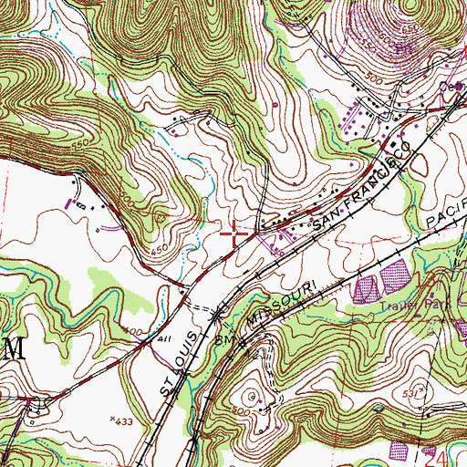 Topographic Map of Dunklin Fire Protection District, MO