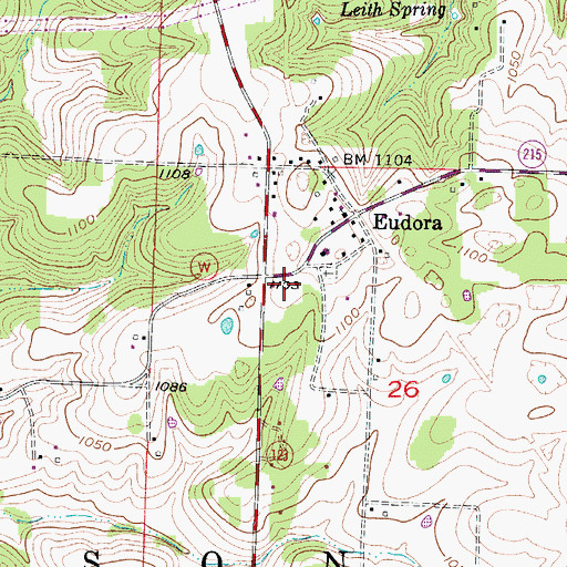 Topographic Map of Walnut Grove Fire Protection District Station 4, MO