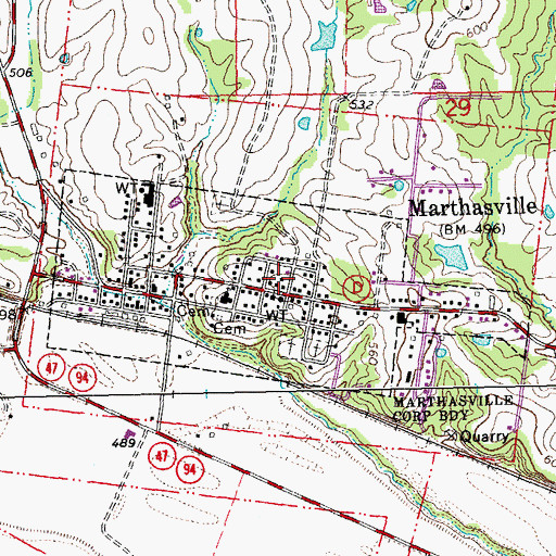 Topographic Map of Marthasville Volunteer Fire Department Station 1, MO