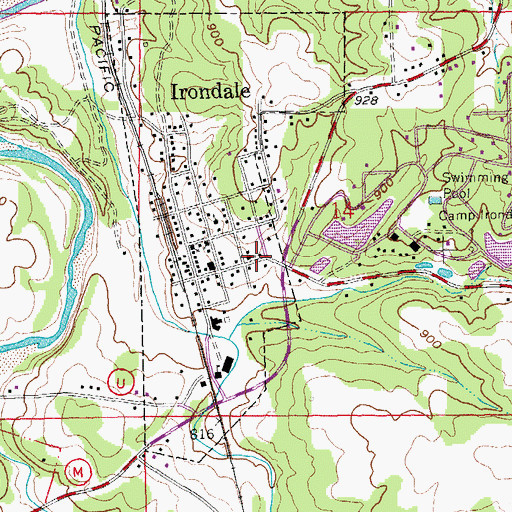 Topographic Map of Irondale Community Volunteer Fire Department, MO