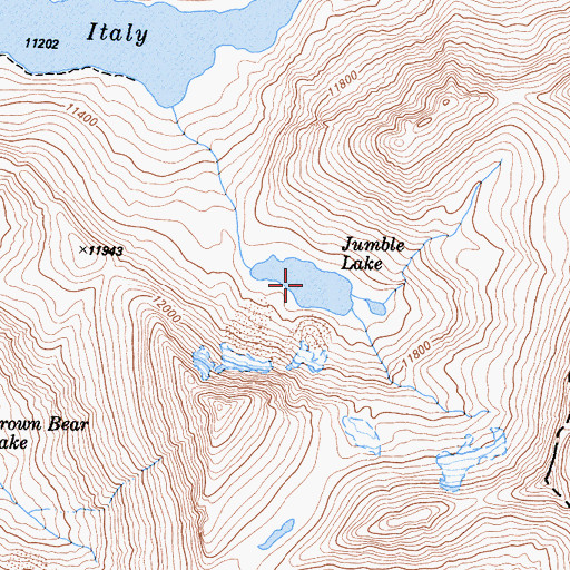 Topographic Map of Jumble Lake, CA