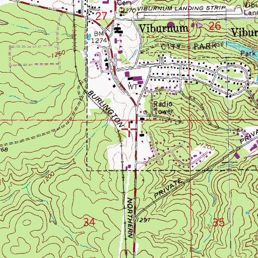 Topographic Map of Quad County Fire Protection District Main Station, MO