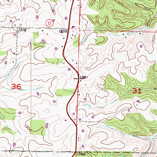 Topographic Map of Highlandville Fire Protection District Station 1, MO