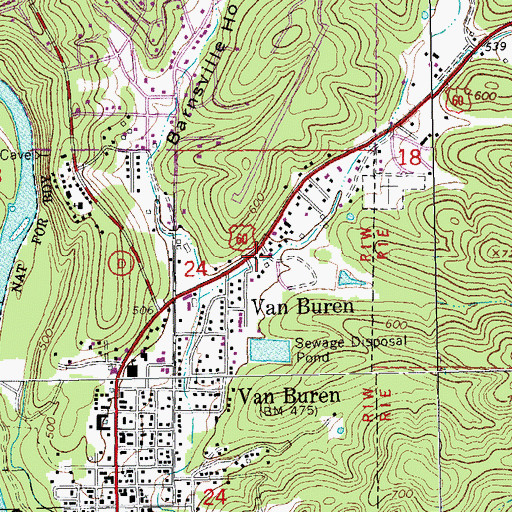 Topographic Map of Van Buren Volunteer Fire Department, MO