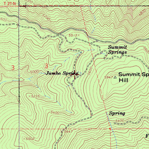 Topographic Map of Jumbo Spring, CA