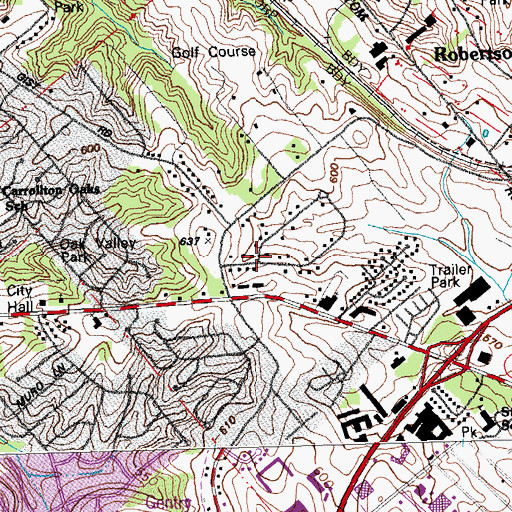 Topographic Map of City of Saint Louis Fire Department District 8 West Fire Station, MO