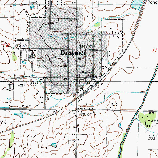 Topographic Map of Braymer Volunteer Fire Department, MO