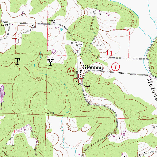 Topographic Map of Leopold Volunteer Fire Department Station 2, MO