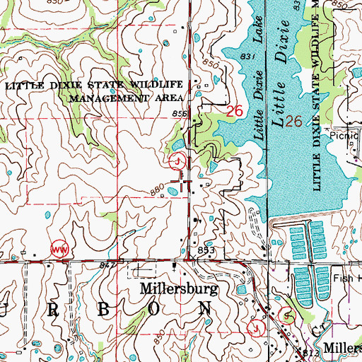 Topographic Map of Millersburg Fire Protection District, MO