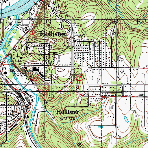 Topographic Map of Western Taney County Fire Protection District Station 5, MO