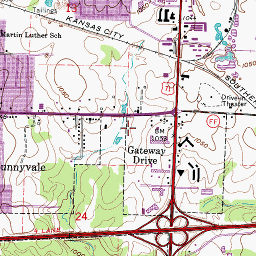 Topographic Map of Joplin Fire Department Station 5, MO