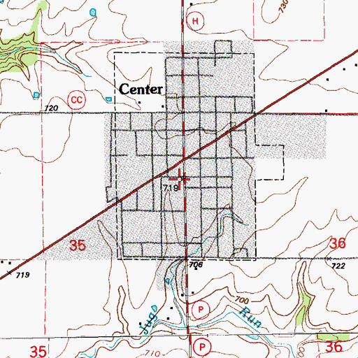 Topographic Map of Center Fire Department, MO
