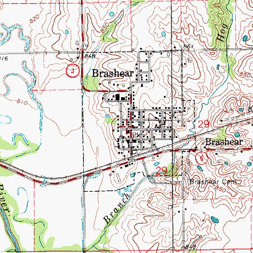 Topographic Map of Eastern Adair County Fire and Rescue Station 2, MO
