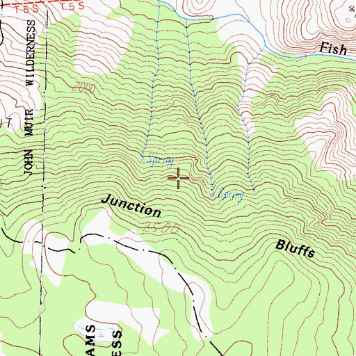 Topographic Map of Junction Bluffs, CA