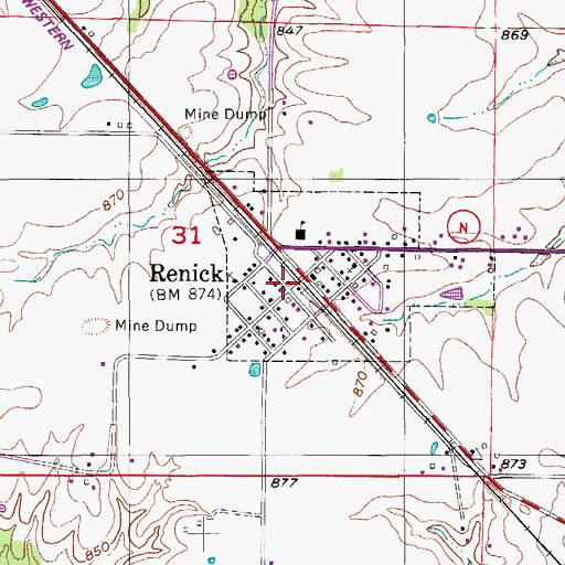 Topographic Map of Southeastern Randolph Fire Protection District Renick, MO