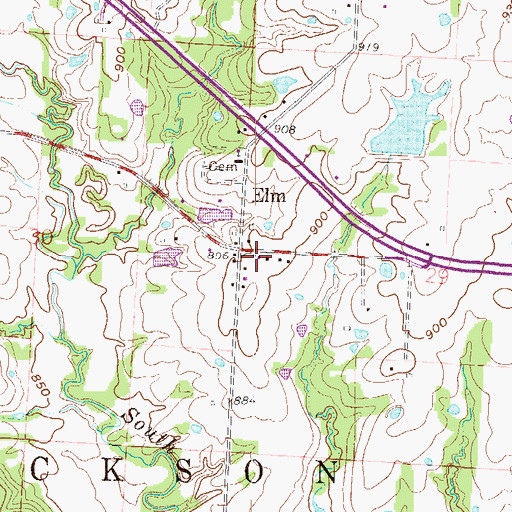 Topographic Map of Johnson County Fire Protection District 2 Station 5 Elm, MO