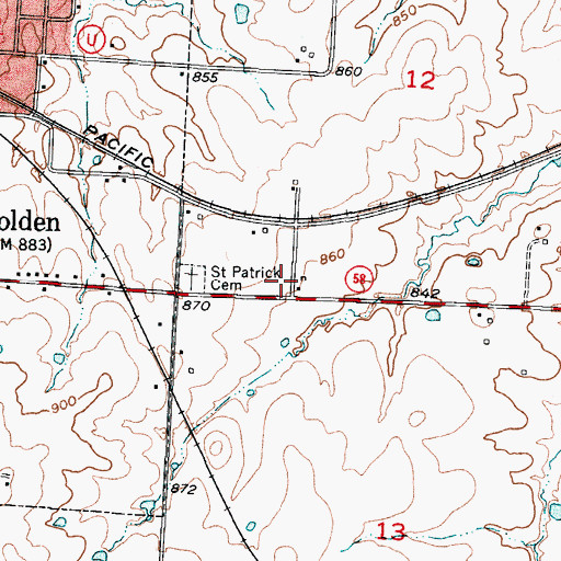 Topographic Map of Johnson County Fire Protection District 2 Station 3 Madison, MO