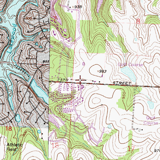 Topographic Map of Lee's Summit Fire Department Station 4, MO