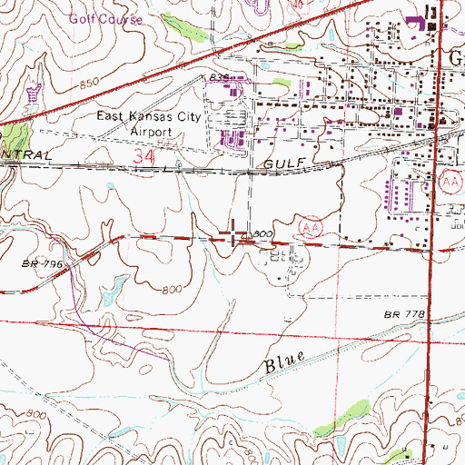 Topographic Map of Central Jackson County Fire Protection District Station 4, MO