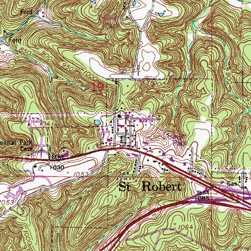 Topographic Map of Saint Robert Fire and Rescue Station 2, MO
