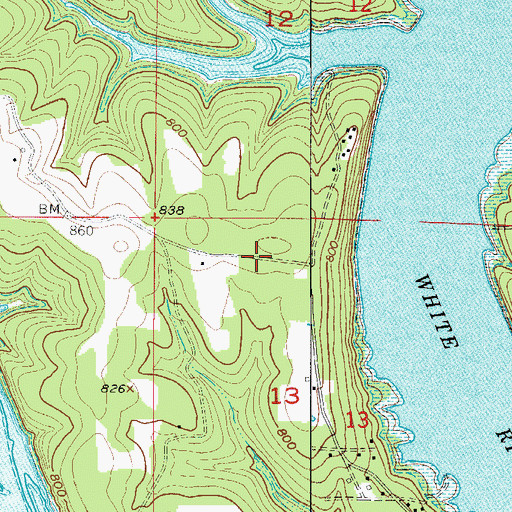 Topographic Map of Cedar Creek Volunteer Fire Department Station 3, MO