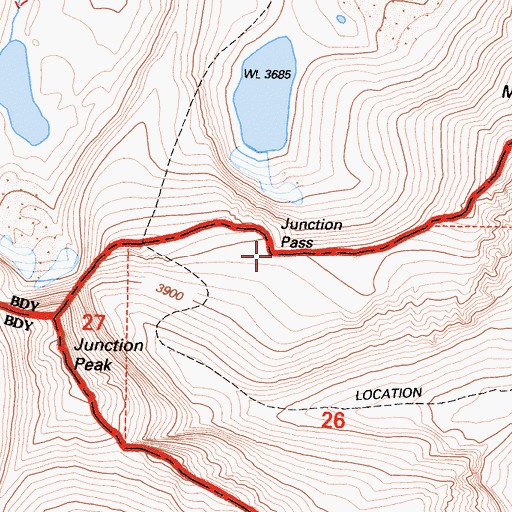 Topographic Map of Junction Pass, CA