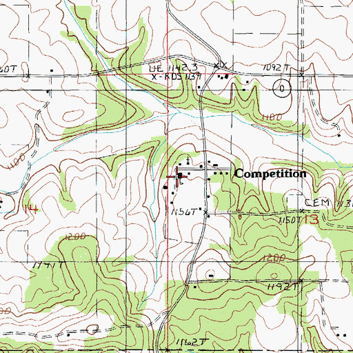Topographic Map of Competition Volunteer Fire Department Station 2, MO