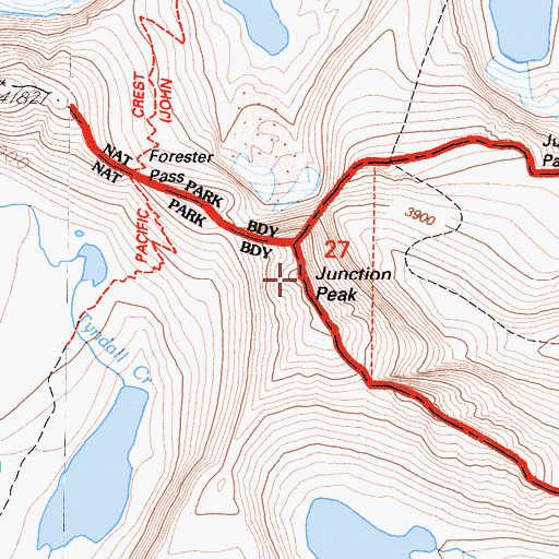 Topographic Map of Junction Peak, CA