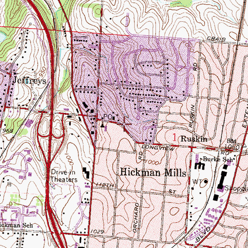 Topographic Map of Kansas City Fire Department Station 42, MO