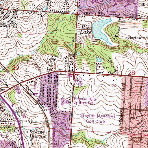 Topographic Map of Kansas City Missouri Fire Department Station 39, MO